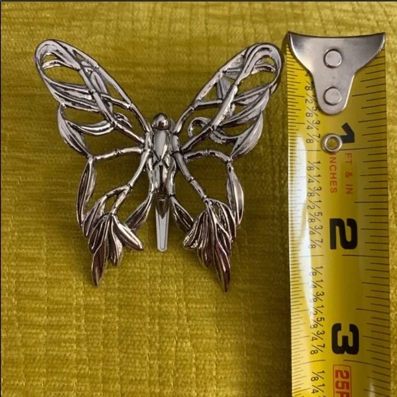 John Hardy Rhodium Plated Estate Butterfly Brooch, Scarf Clip, signed piece John Hardy Rhodium Plated Estate Butterfly Brooch, Scarf  main image 3